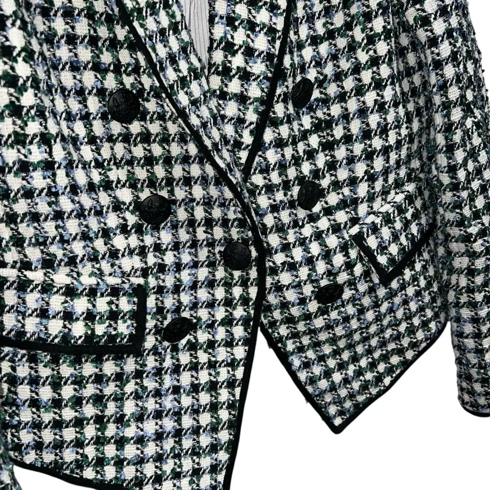 Veronica Beard Diego Double Breasted Dickey Blazer Blue/Pinegrove Multi Tweed